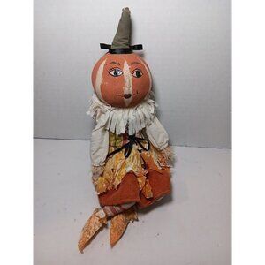 Vintage Joe Spencer Gathered Traditions LULIE LEAF Pumpkin Head Halloween 14"